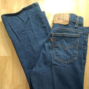 Vintage 80s Levi's 517 Bootcut Orange Tab Denim Blue Jeans 34x29